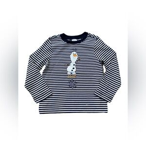 Hanna Andersson Size 110, 5, Frozen Olaf Striped Long Sleeve Graphic Tee Shirt